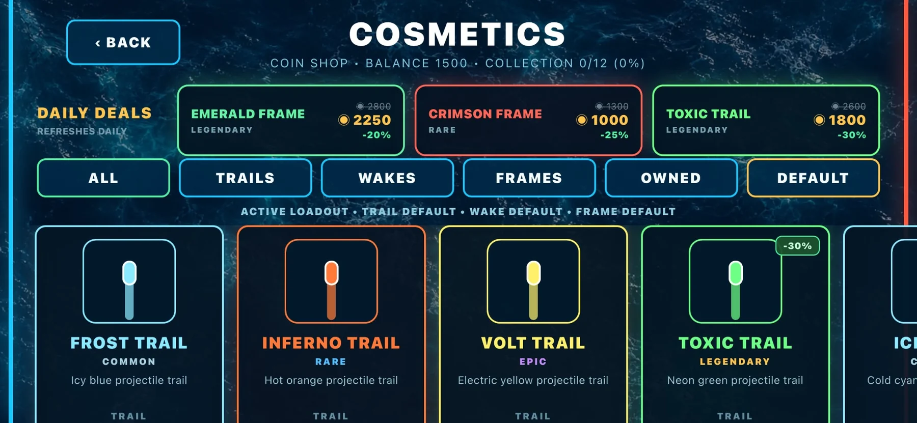 Sea Duel cosmetics screen