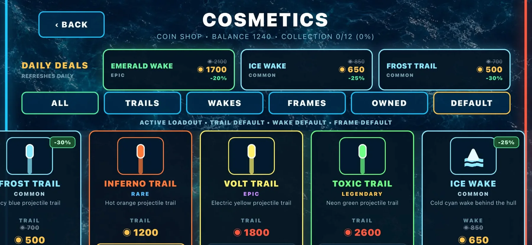 Sea Duel cosmetics shop with trails, wakes and frames