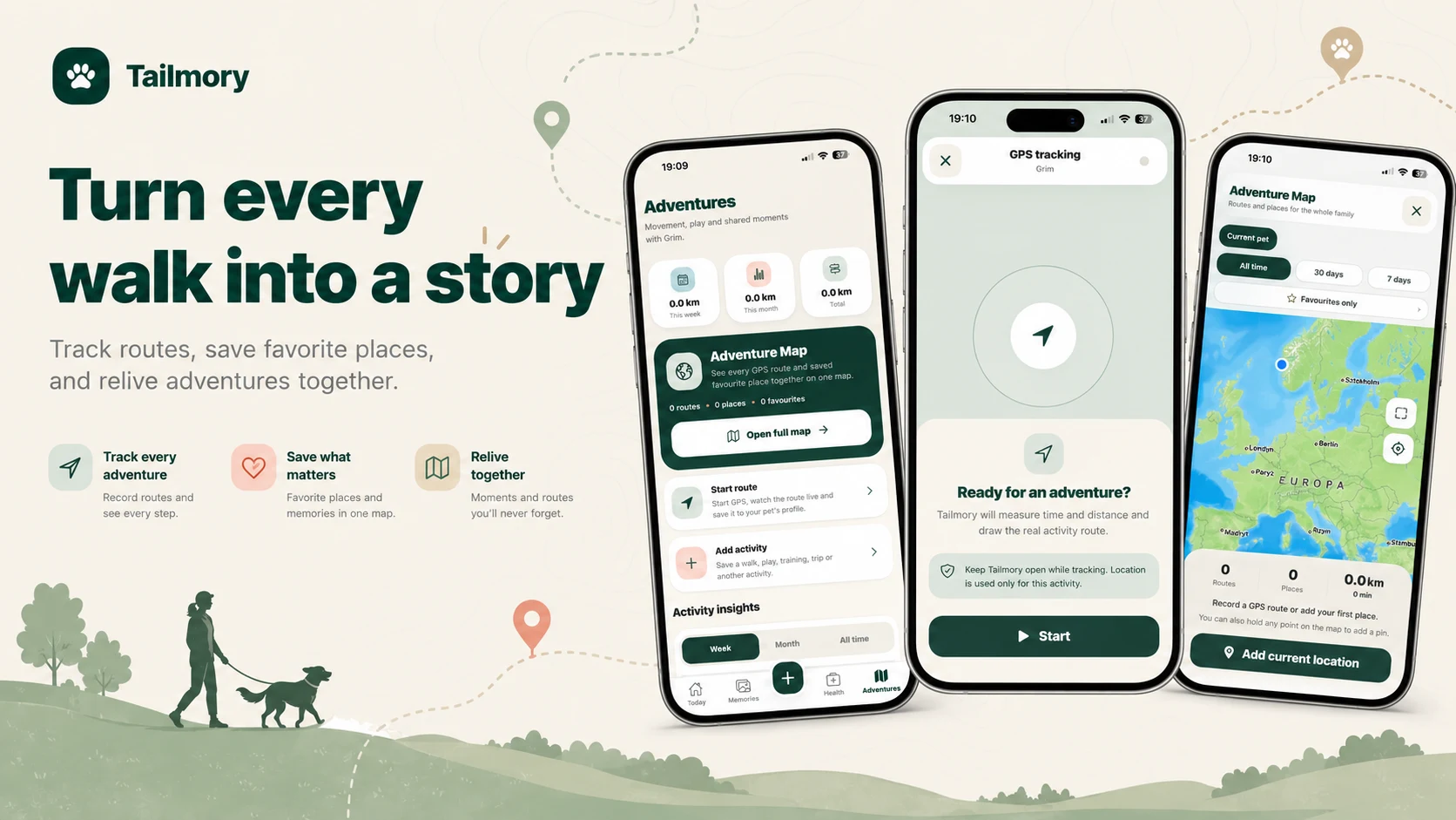 Tailmory GPS adventure tracking and map